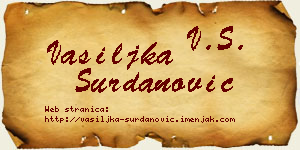 Vasiljka Surdanović vizit kartica
